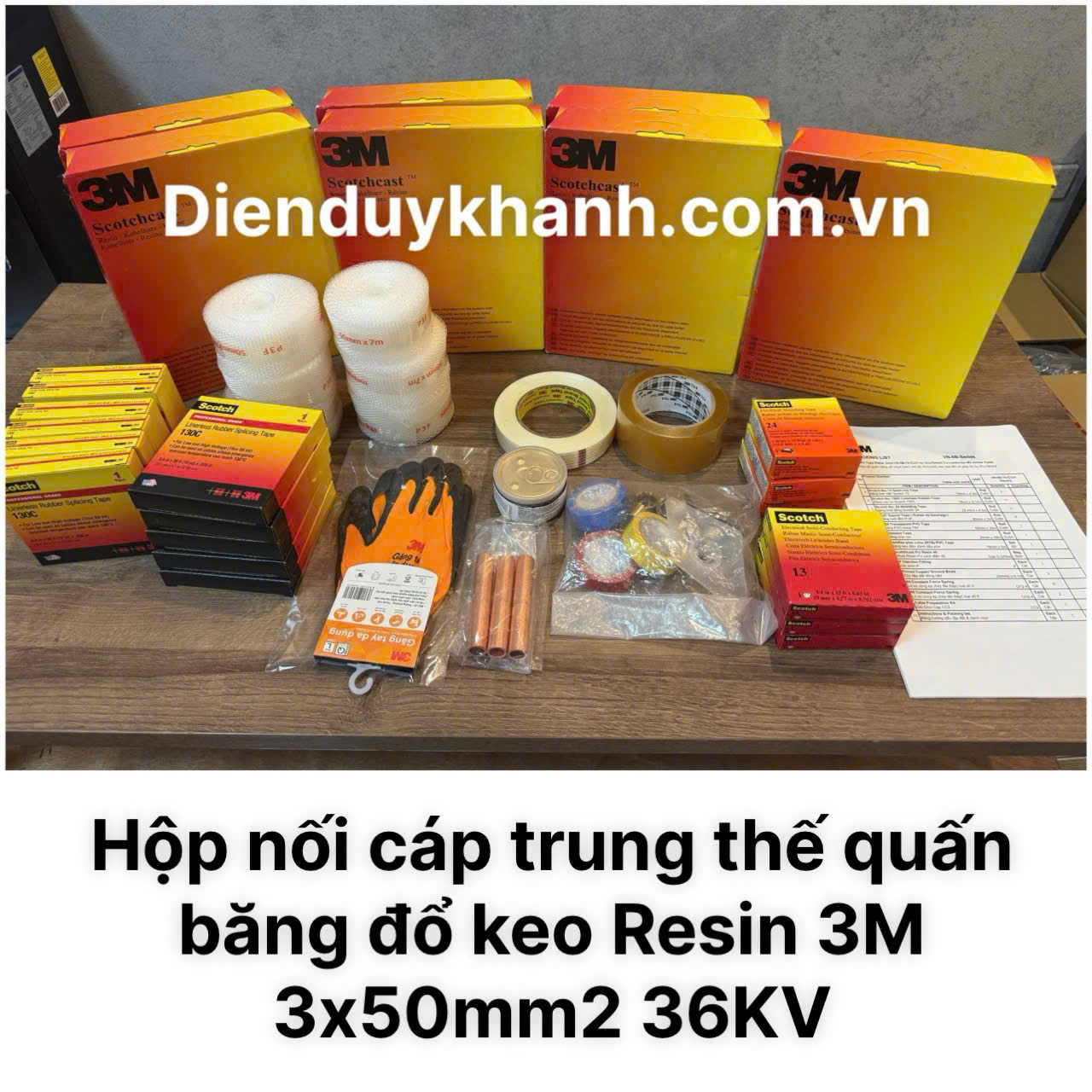 Hộp Nối Cáp Trung Thế Quấn Băng Đổ Resin 36KV 3Cx50_ VN-6B 94-A 50-Cu/3